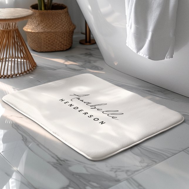 Monogram-Neutralt | Modern minimalistisk Snyggt Badrumsmatta (Skapare uppladdad)