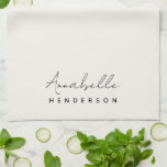 Monogram-Neutralt | Modern minimalistisk Snyggt Kökshandduk<br><div class="desc">En enkel anpassningsbar i monogram med en modern,  handskriven manustypografi i snyggt parad med en blocktypografi i svart på en naturlig bakgrund av elfenben. Monogrammet namn kan lätt vara personlig för att göra en så unik design som du är! En personlig gåva eller medhjälp till tillfälle!</div>