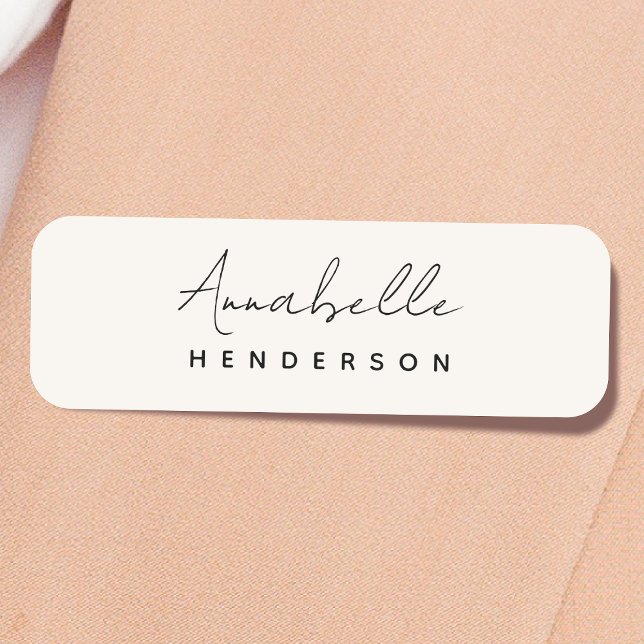 Monogram-Neutralt | Modern minimalistisk Snyggt Namnbricka (Skapare uppladdad)