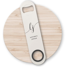 Monogram Neutralt Modern Snyggt Calligraphy Ivory Långa Flaskppnare