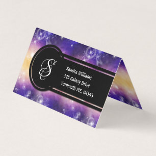 Monogram New Age Galaxy Nebula Celestial Stars Visitkort