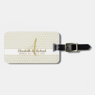 Monogram Newlyweds Bröllop Guld Elegant Gift Bagagebricka