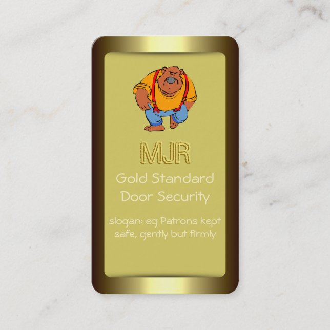 Monogram, NightClub Door Security, guld-effekt Visitkort (Framsida)