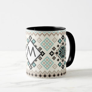 Monogram Nordic Kor Stitch Mönster Mugg