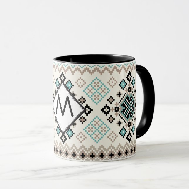 Monogram Nordic Kor Stitch Mönster Mugg (Framsida höger)