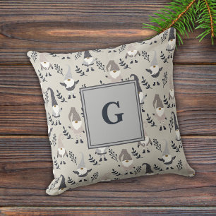 Monogram Nordiska julgranar och Greenery Grått Kudde