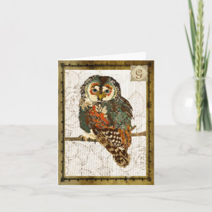 Monogram Notecard för krickaugglavintage Anteckningskort
