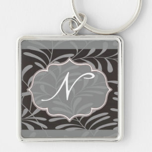 Monogram-nyckelkedjemall Fyrkantig Silverfärgad Nyckelring