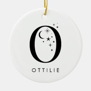 Monogram O Celestial Namn Julgransprydnad Keramik