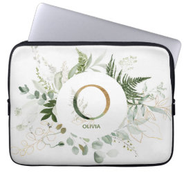 Monogram O Elegant Greenery Wandan Laptop sleeve