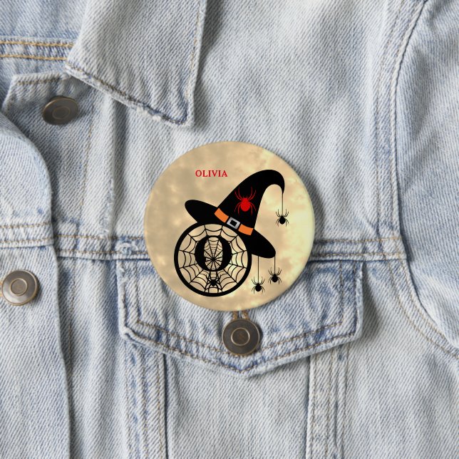 Monogram O Halloween Himlar Witch Spiders Namn But Knapp (In Situ)