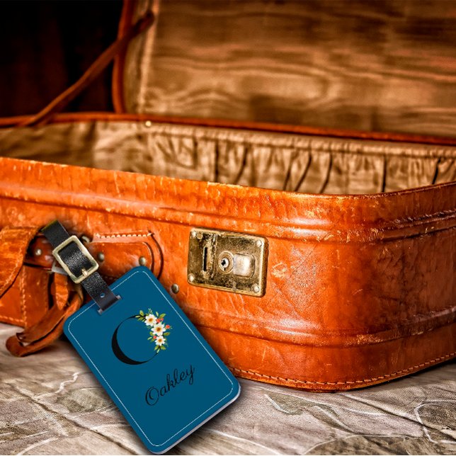 Monogram O-koboltvattenfärgstag - resagemärkning Bagagebricka (Skapare uppladdad)