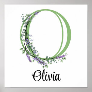 Monogram O Lavendel Eukalyptus barnkammare Poster