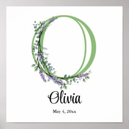Monogram O Lavender Eucalyptus plantskolor Poster