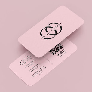 Monogram O Logotyp Elegant Estetisk Pastell Rosa Visitkort