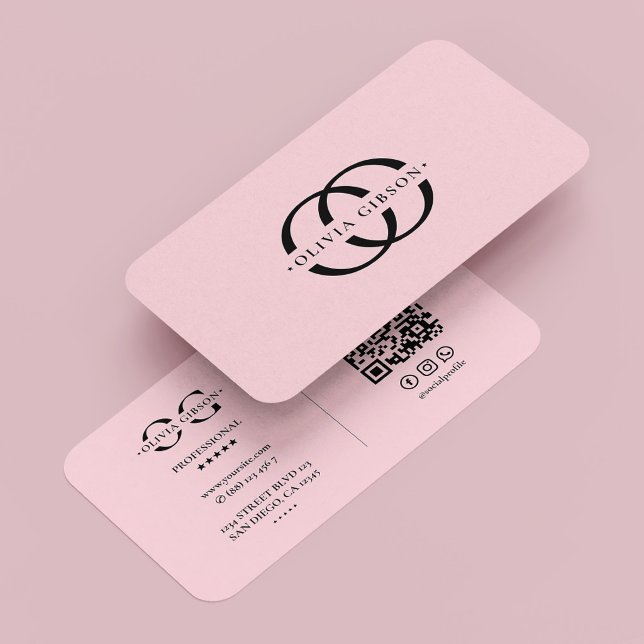 Monogram O Logotyp Elegant Estetisk Pastell Rosa Visitkort (Monogram O Logo Elegant Aesthetic Pastel Pink Business Card
)