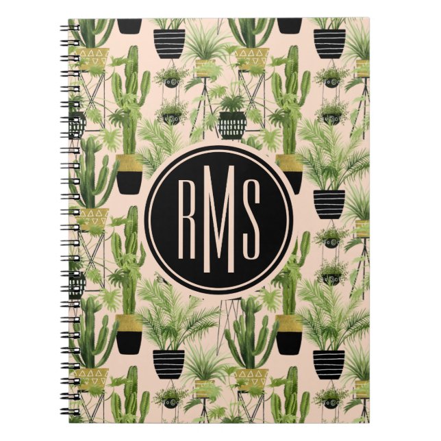 Monogram | Oasis inomhus | Plant Lineup Mönster Anteckningsbok (Framsidan)