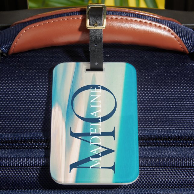Monogram Ocean Beach Blue - Personlig Bagagebricka (Framsida Insitu 2)