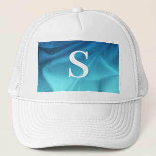 Monogram Ocean Blue Satin Keps