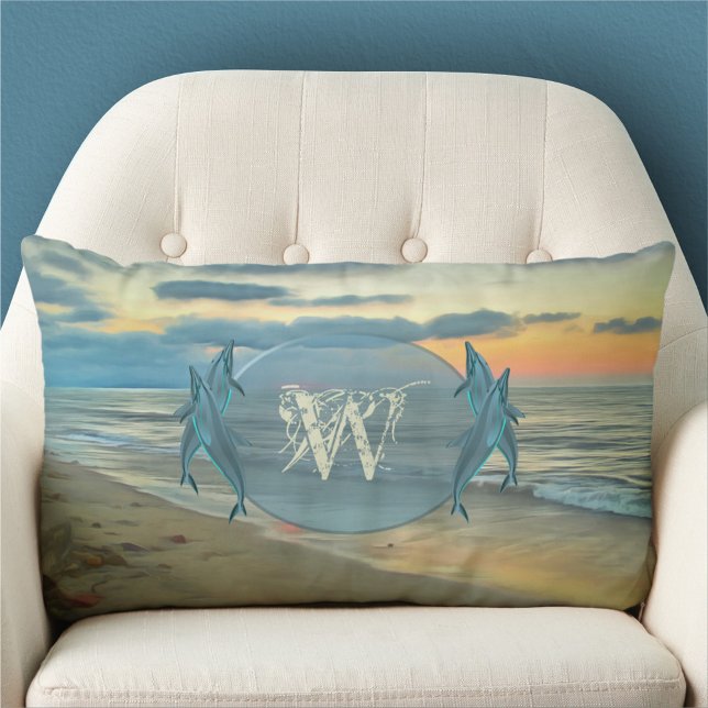 Monogram Ocean Sunset 0735 Lumbarkudde (Skapare uppladdad)