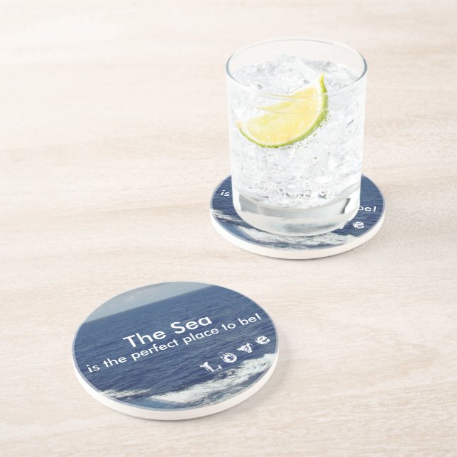 Monogram Ocean Vågar Drink Coasters Underlägg Sandsten (Sidan)