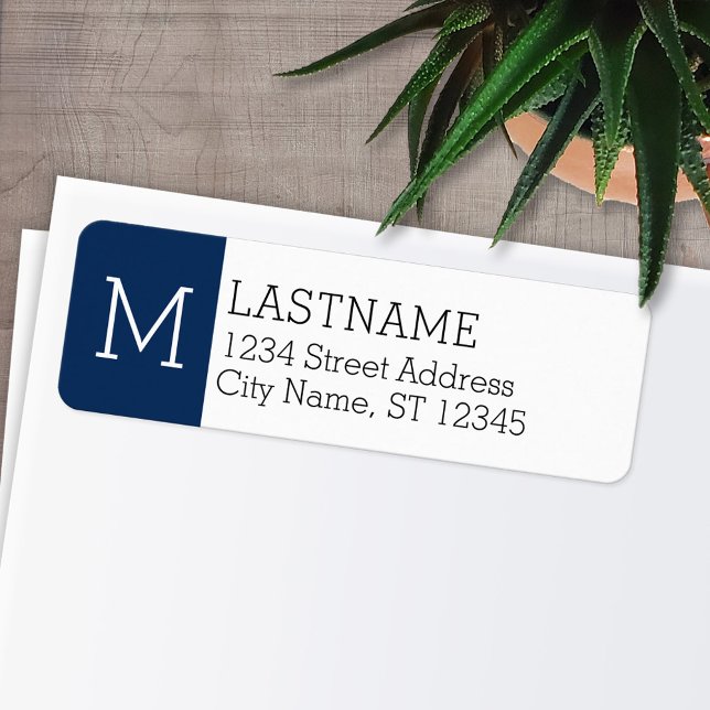 Monogram och anpassat namn - Returadress Etikett (Personalized Return Address Labels - Fun, modern fonts)