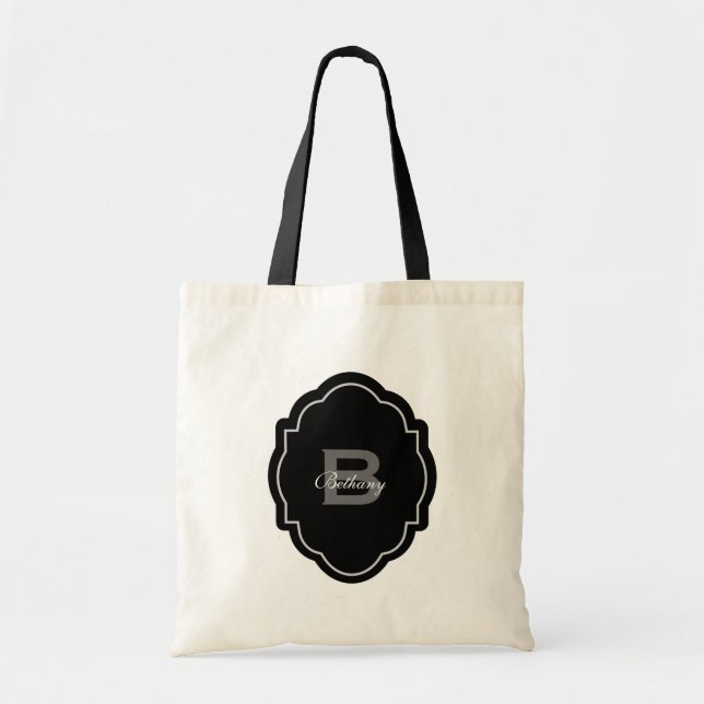 Monogram och anpassningsbar känd svartvit V02 Tygkasse (Framsidan)