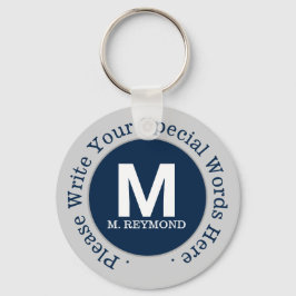 Monogram och anpassningsbar på fint blått program nyckelring