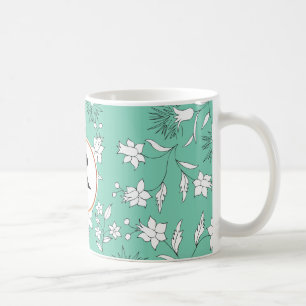 monogram och blommor kaffemugg
