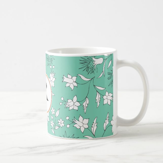 monogram och blommor kaffemugg (Höger)