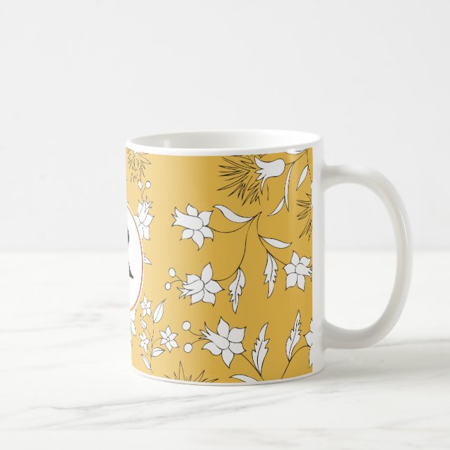 monogram och blommor kaffemugg (Höger)