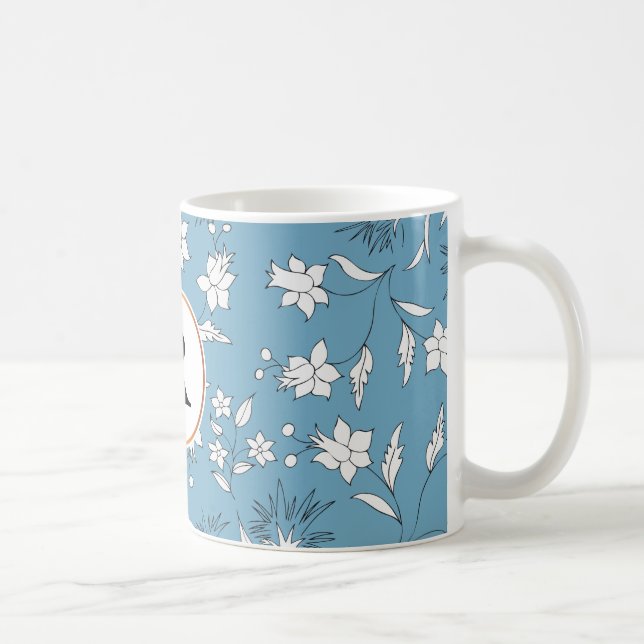 monogram och blommor kaffemugg (Höger)