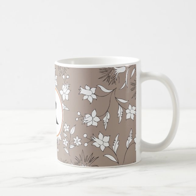 monogram och blommor kaffemugg (Höger)