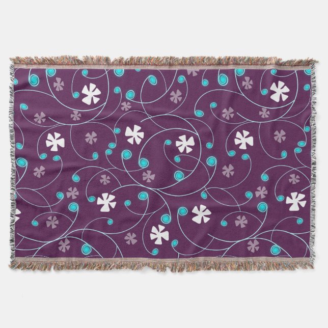 Monogram och blommor på lilak bakgrund. filt (Framsidan)