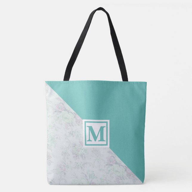 Monogram och blommor tygkasse (Framsida)
