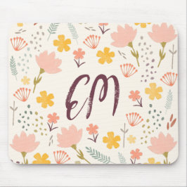 Monogram och Boho Flowers Musmatta