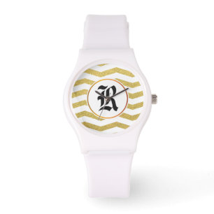 monogram och chevron armbandsur