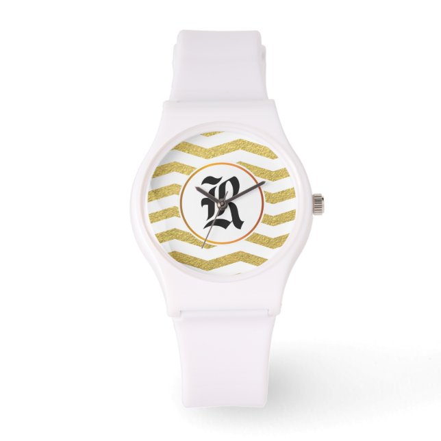 monogram och chevron armbandsur (Framsida)