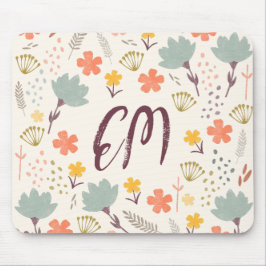 Monogram och citat Boho Flowers Mouse Pad Musmatta