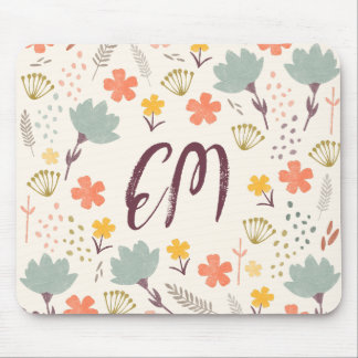 Monogram och citat Boho Flowers Mouse Pad Musmatta