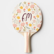 Monogram och citat Boho Flowers Ping Pong Paddle