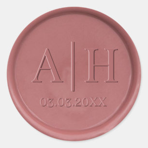 Monogram och datum Vintage förseglingsmärke för Ro Runt Klistermärke