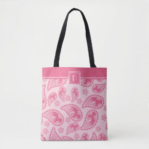 Monogram och ditt namn på Rosa Paisley Mönster Tygkasse