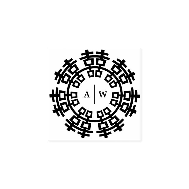 Monogram och Dubbla lycka Ring kinesiska Bröllop Stämpel (Tryck)