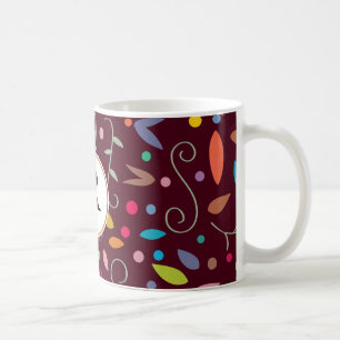 monogram och färgstark mönstrad kaffemugg