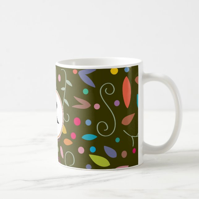 monogram och färgstark mönstrad kaffemugg (Höger)