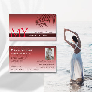 Monogram och foto av vin Red Gradient Handflatan L Visitkort