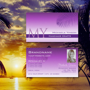 Monogram och foto för Lavender Gradient Handflatan Visitkort