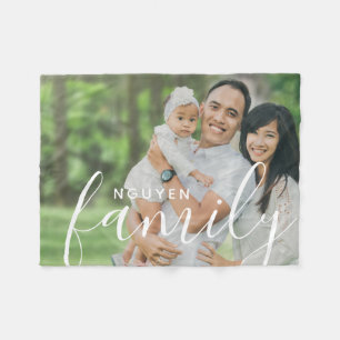 Monogram och foto för personlig-familjen och Anpas Fleecefilt