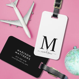 Monogram och kalligrafi med redigerbar bakgrund bagagebricka